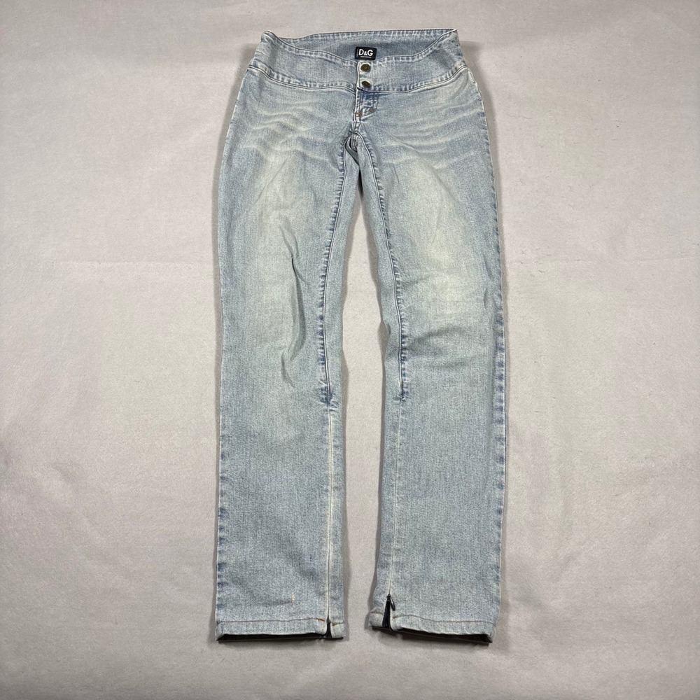 D&G Dolce & Gabbana Vintage Light Wash Ankle Zip Jeans IT 38 US 24